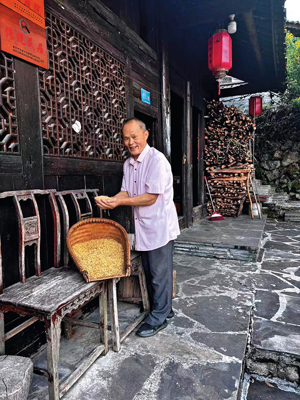 20240919172671737550.jpg 村民何绍华高兴地向记者展示丰收的稻谷,告诉记者“何家岩村岩石上真的‘开出了花’”。 (2).jpg